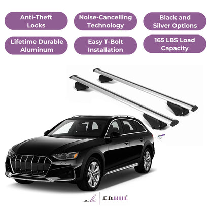 Roof Rack Cross Bars with Extended Bar Design for Audi A4 (B9) Allroad 2017-2025 - Silver