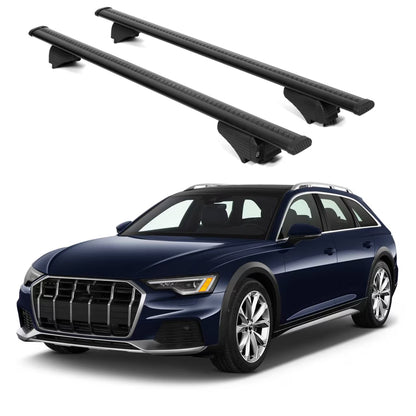 ERKUL Roof Rack Cross Bars for Audi A6 Allroad 2020 2024 For Raised Rails  - Black