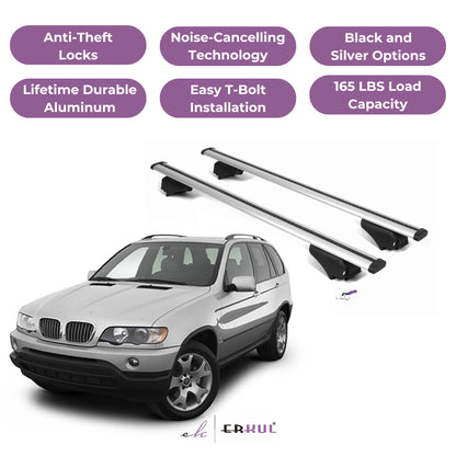 Roof Rack Cross Bars with Extended Bar Design for BMW X5 (E53) 2000-2006  - Silver