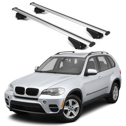 ERKUL Roof Rack Cross Bars for BMW X5 (E70) 2007 2013 For Raised Rails  - Silver