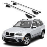 ERKUL Roof Rack Cross Bars for BMW X5 (E70) 2007 2013 | Aluminum Crossbars with Anti Theft Lock for Rooftop | Compatible with Raised Rails   - Silver