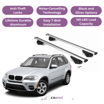 Roof Rack Cross Bars with Extended Bar Design for BMW X5 (E70) 2007-2013  - Silver