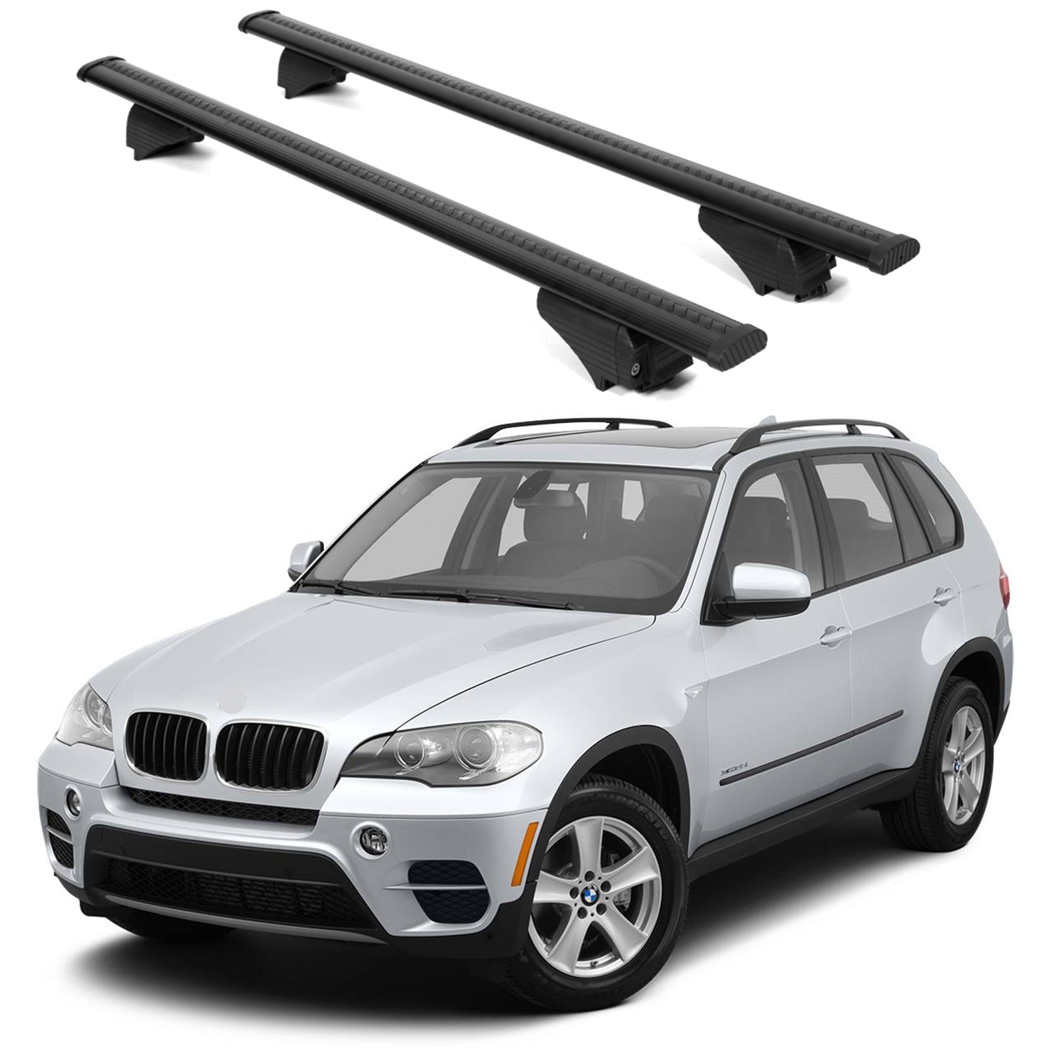 ERKUL Roof Rack Cross Bars for BMW X5 (E70) 2007 2013 For Raised Rails  - Black