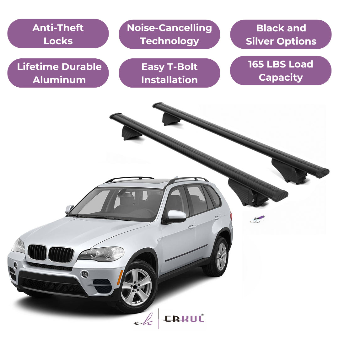 Roof Rack Cross Bars with Extended Bar Design for BMW X5 (E70) 2007-2013  - Black