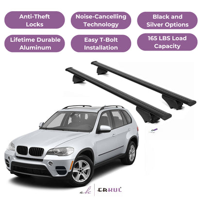 Roof Rack Cross Bars with Extended Bar Design for BMW X5 (E70) 2007-2013  - Black