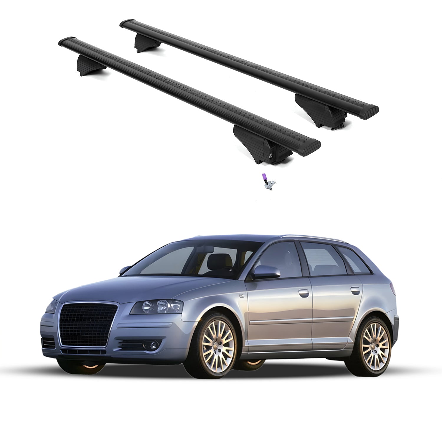 ERKUL Roof Rack Cross Bars for Audi A3 Sportback 2006-2013  - Black