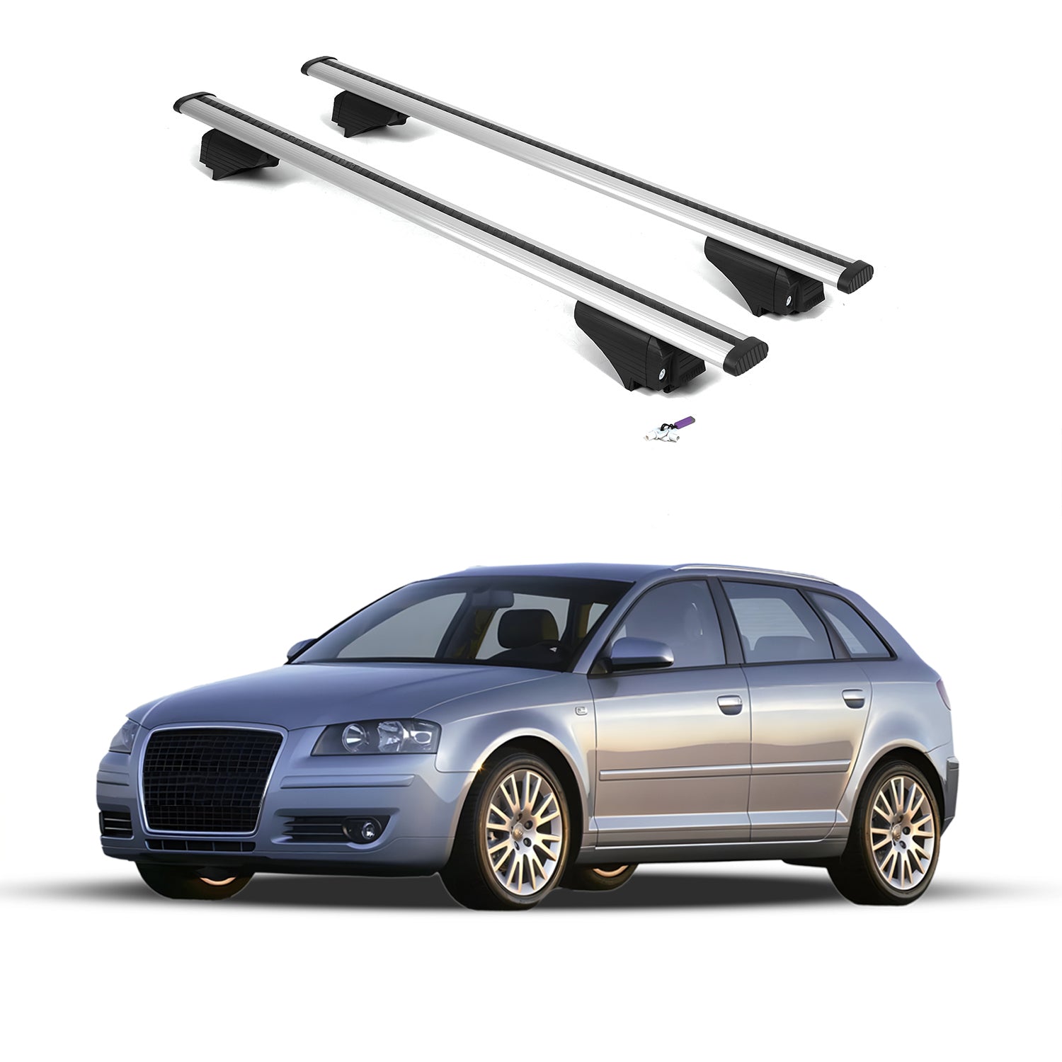 ERKUL Roof Rack Cross Bars for Audi A3 Sportback 2006-2013  - Silver