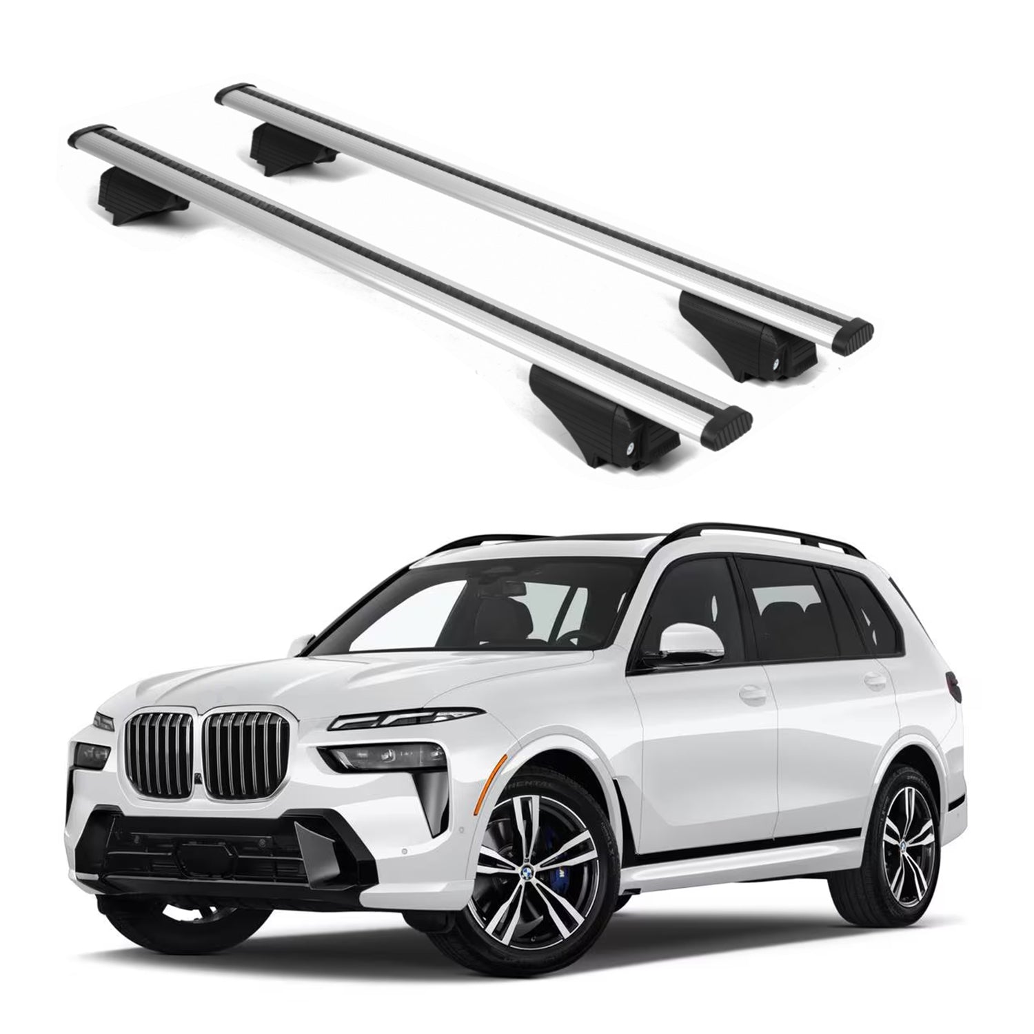 ERKUL Roof Rack Cross Bars for BMW X7 (G07) 2019-2025 for Raised Rails - Silver