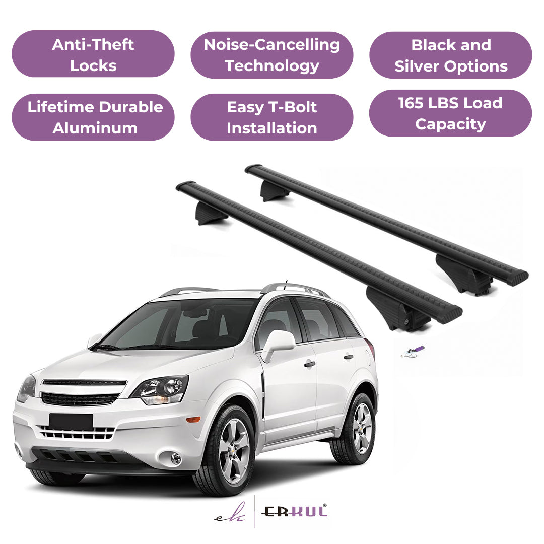 Roof Rack Cross Bars with Extended Bar Design for Chevy Captiva 2012-2015  - Black