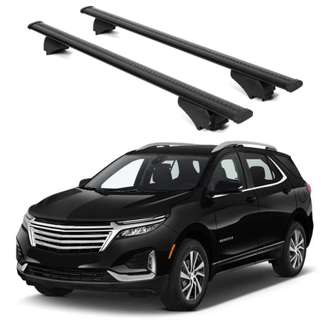 ERKUL Roof Rack Cross Bars for Chevrolet Chevy Equinox 2018 2024 | Aluminum Crossbars with Anti Theft Lock for Rooftop | Compatible with Raised Rails   - Black