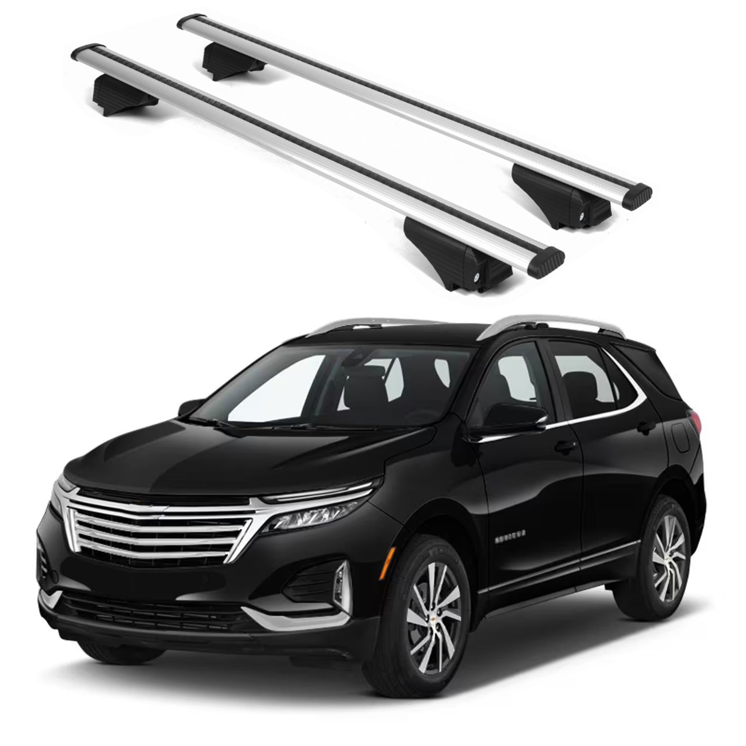 ERKUL Roof Rack Cross Bars for Chevrolet Chevy Equinox 2018 2024 For Raised Rails  - Silver