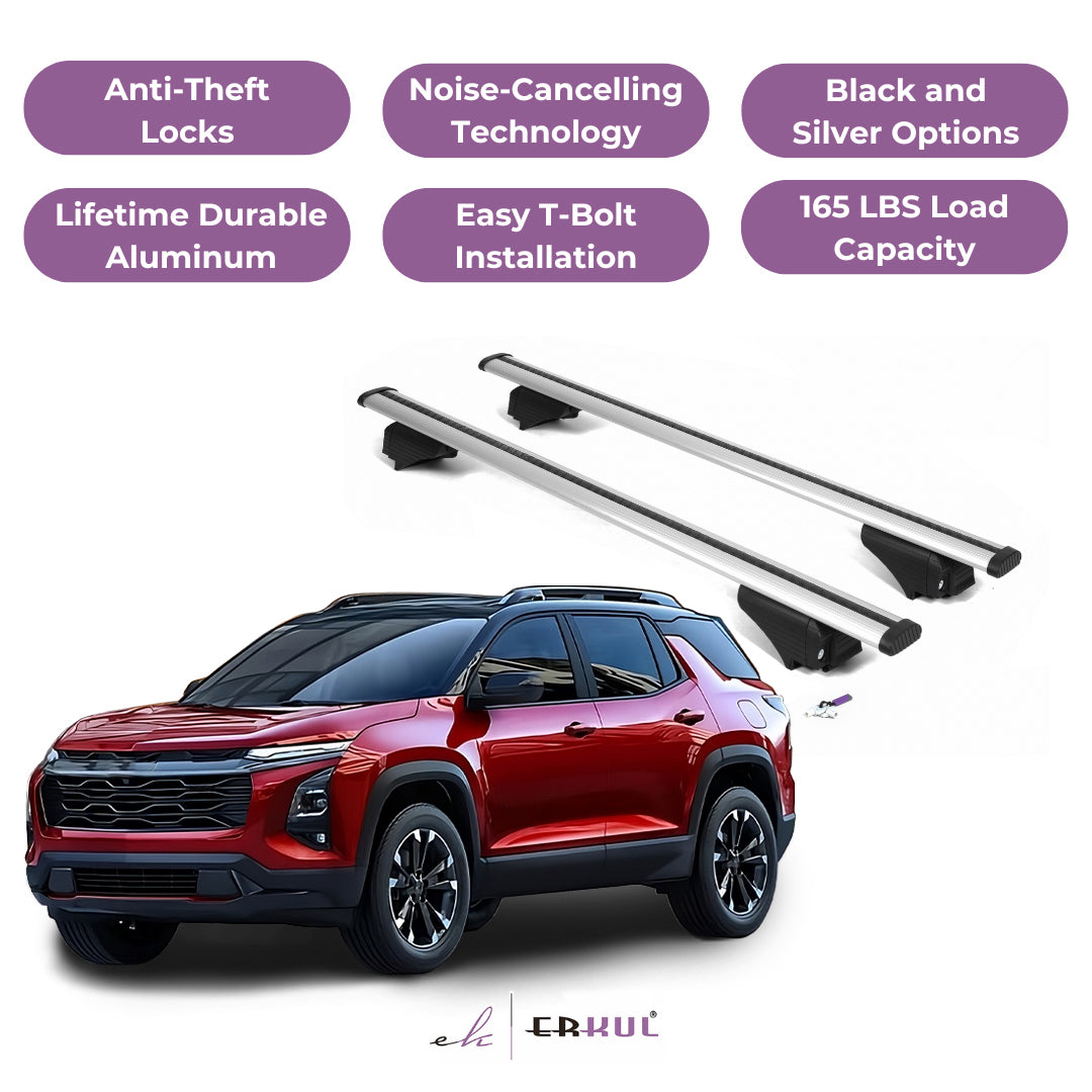 Roof Rack Cross Bars with Extended Bar Design for Chevy Equinox 2025  - Silver