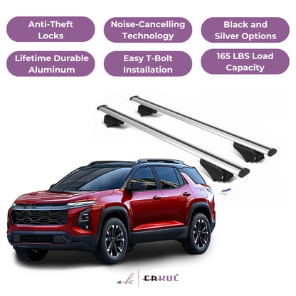Roof Rack Cross Bars with Extended Bar Design for Chevy Equinox 2025  - Silver