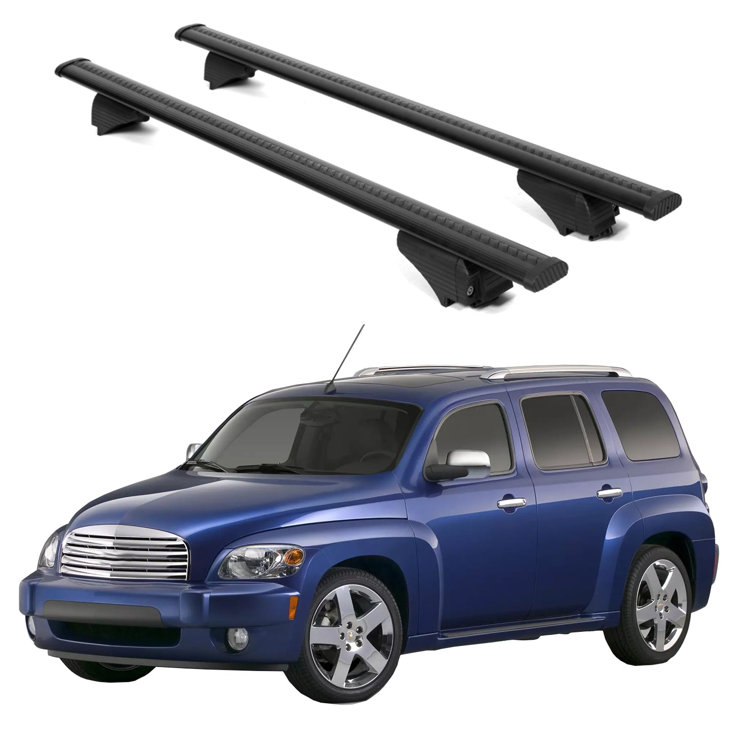 ERKUL Roof Rack Cross Bars for Chevrolet Chevy HHR 2006 2011 For Raised Rails  - Black