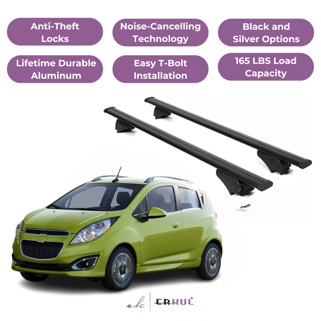 Roof Rack Cross Bars with Extended Bar Design for Chevy Spark 2010-2015  - Black