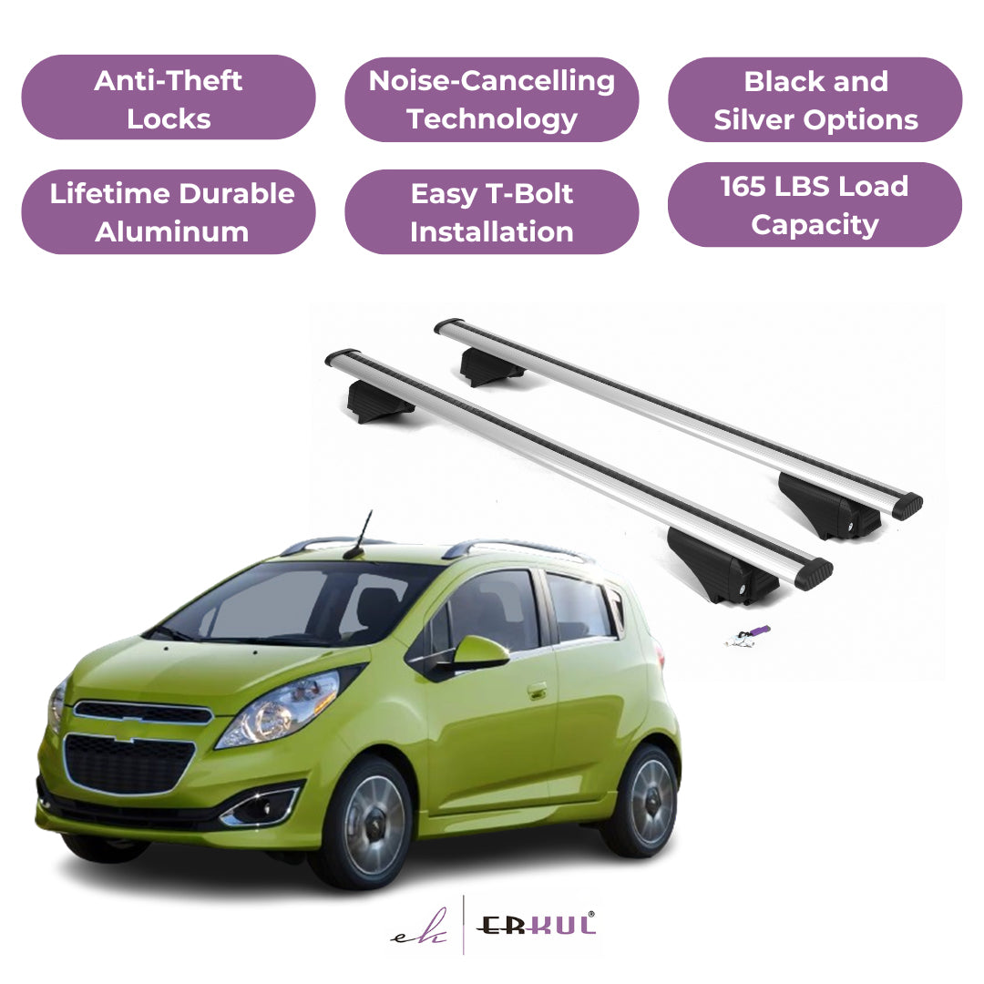 Roof Rack Cross Bars with Extended Bar Design for Chevy Spark 2010-2015  - Silver