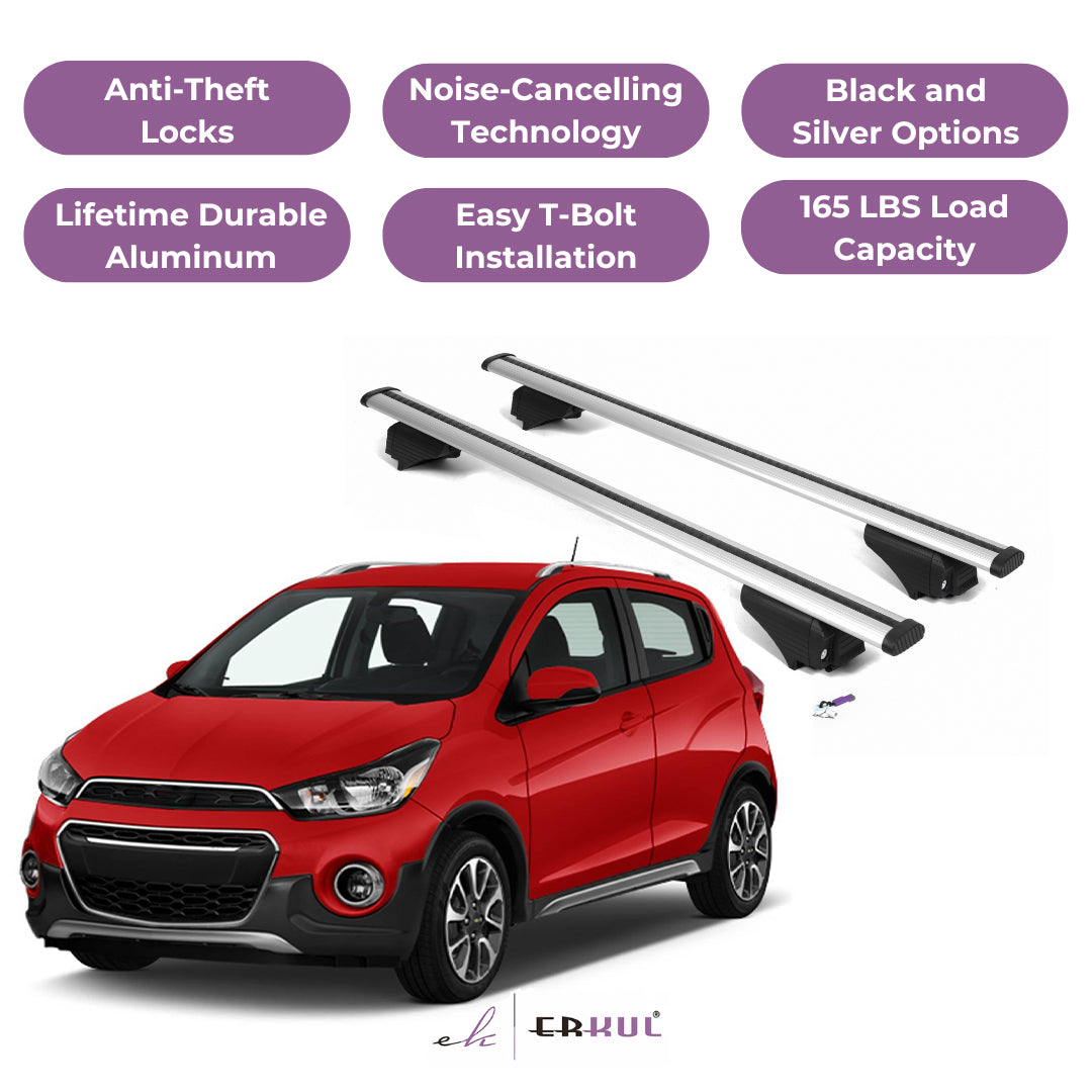 Roof Rack Cross Bars with Extended Bar Design for Chevy Spark 2016-2022  - Silver