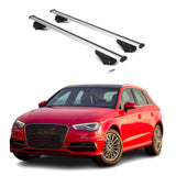 ERKUL Roof Rack Cross Bars for Audi A3 Sportback e-tron 2016-2018 | Aluminum Crossbars with Anti Theft Lock for Rooftop | Compatible with Flush Rails - Silver