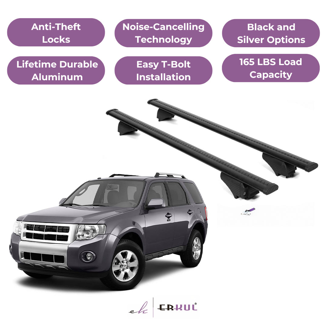 Roof Rack Cross Bars with Extended Bar Design for Ford Escape 2008-2012  - Black