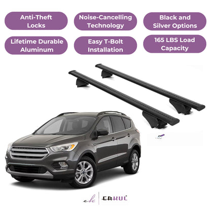 Roof Rack Cross Bars with Extended Bar Design for Ford Escape 2013-2019  - Black