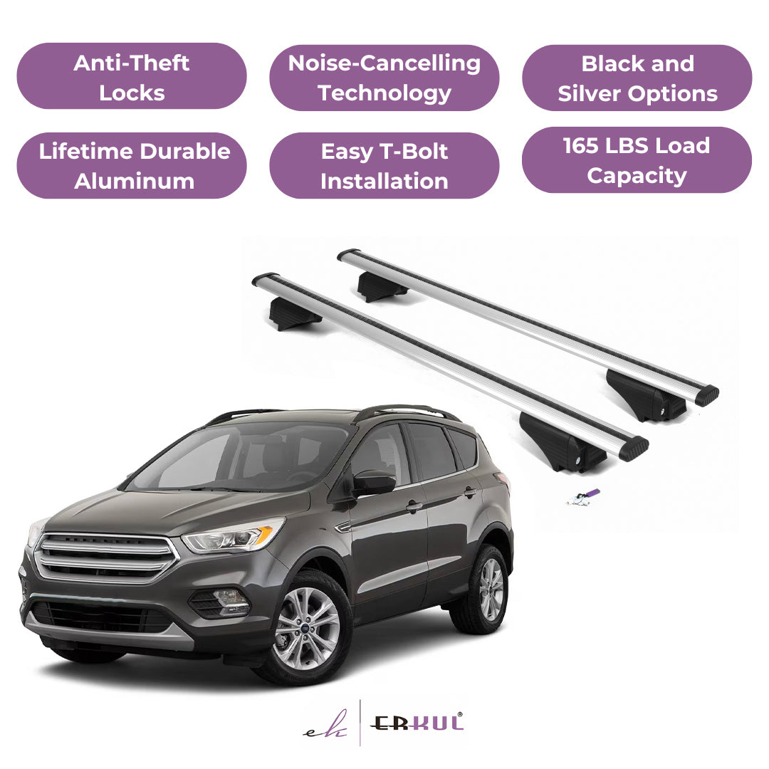 Roof Rack Cross Bars with Extended Bar Design for Ford Escape 2013-2019  - Silver