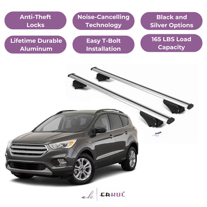 Roof Rack Cross Bars with Extended Bar Design for Ford Escape 2013-2019  - Silver