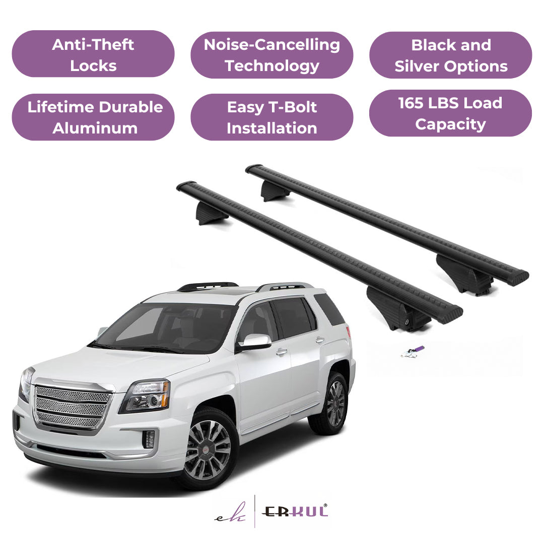 Roof Rack Cross Bars with Extended Bar Design for GMC Terrain 2010-2017  - Black