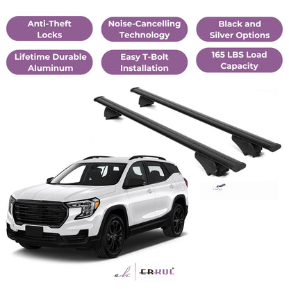 Roof Rack Cross Bars with Extended Bar Design for GMC Terrain 2018-2024  - Black