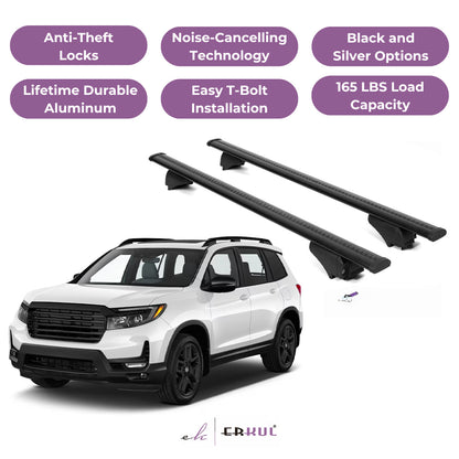 Roof Rack Cross Bars with Extended Bar Design for Honda Passport 2019-2025  - Black