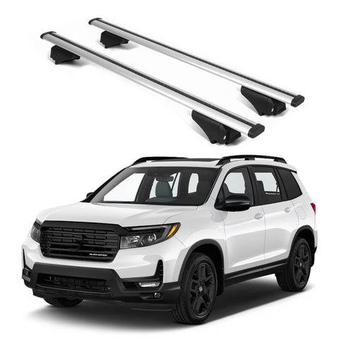 ERKUL Roof Rack Cross Bars for Honda Passport 2019 2024 | Aluminum Crossbars with Anti Theft Lock for Rooftop | Compatible with Raised Rails   - Silver