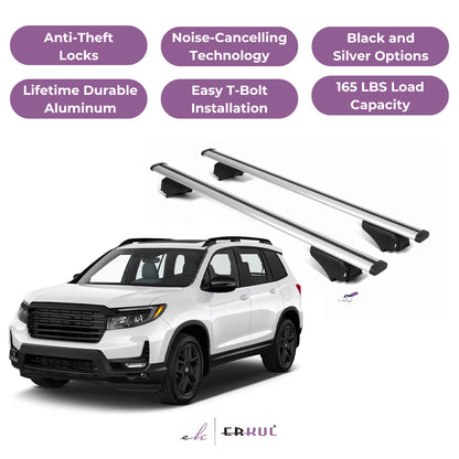 Roof Rack Cross Bars with Extended Bar Design for Honda Passport 2019-2025 -Silver