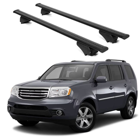 ERKUL Roof Rack Cross Bars for Honda Pilot 2009 2015 | Aluminum Crossbars with Anti Theft Lock for Rooftop | Compatible with Raised Rails   - Black