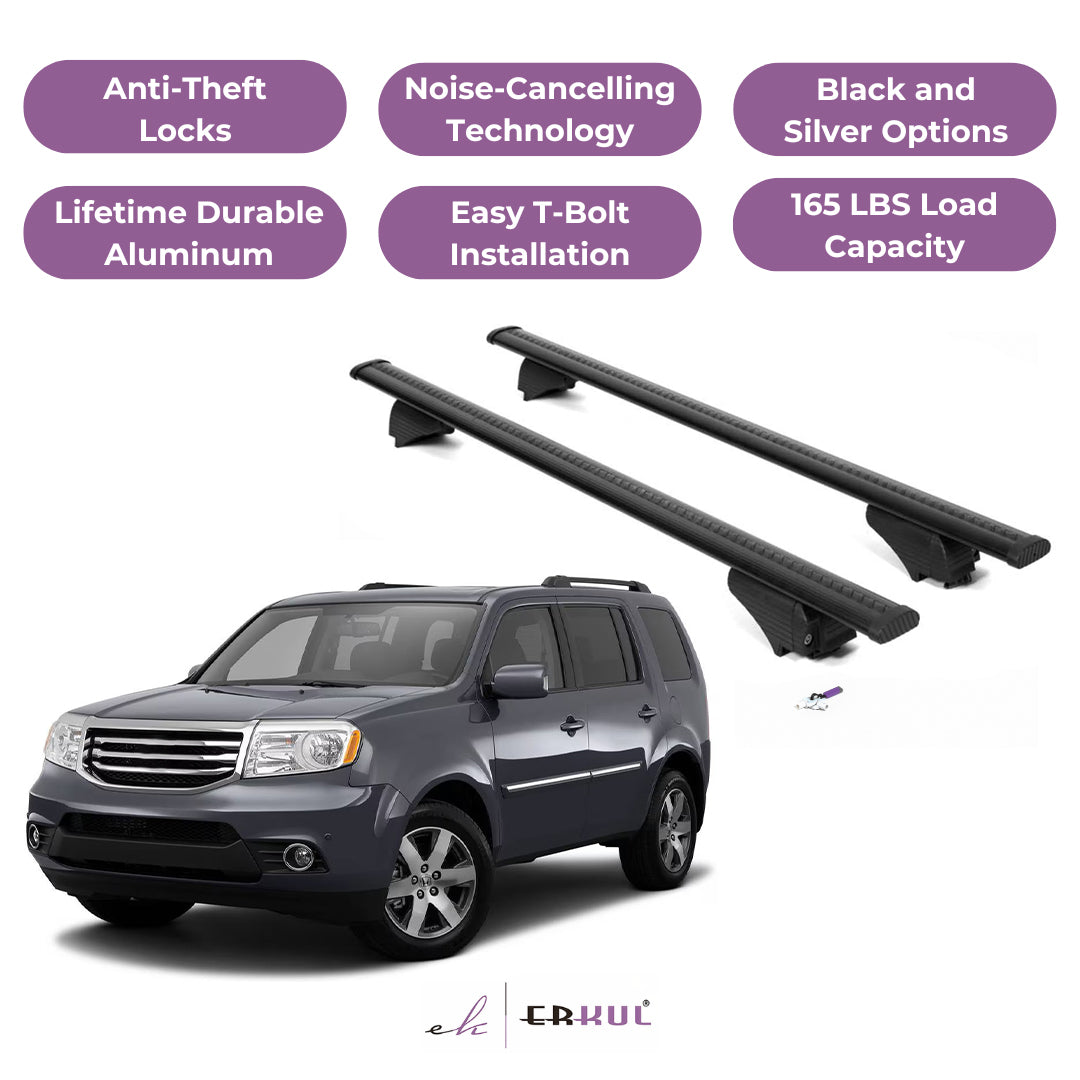 Roof Rack Cross Bars with Extended Bar Design for Honda Pilot 2009-2015  - Black