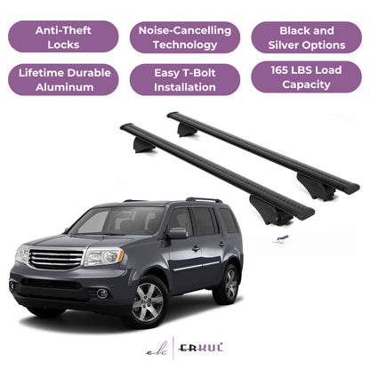 Roof Rack Cross Bars with Extended Bar Design for Honda Pilot 2009-2015  - Black