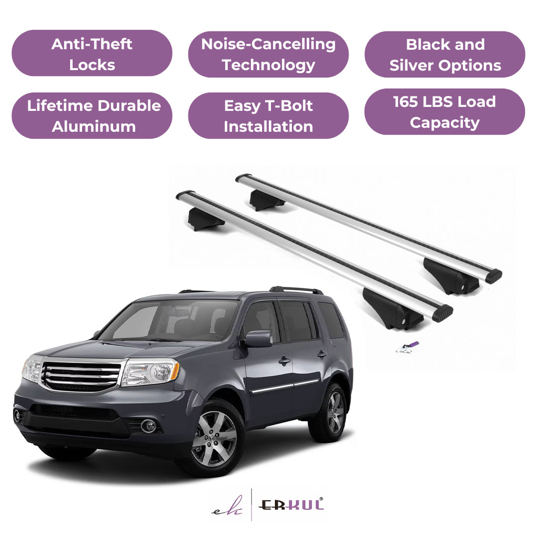 Roof Rack Cross Bars with Extended Bar Design for Honda Pilot 2009-2015  - Silver