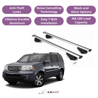 Roof Rack Cross Bars with Extended Bar Design for Honda Pilot 2009-2015  - Silver