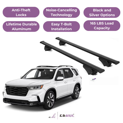 Roof Rack Cross Bars with Extended Bar Design for Honda Pilot 2023-2025  - Black