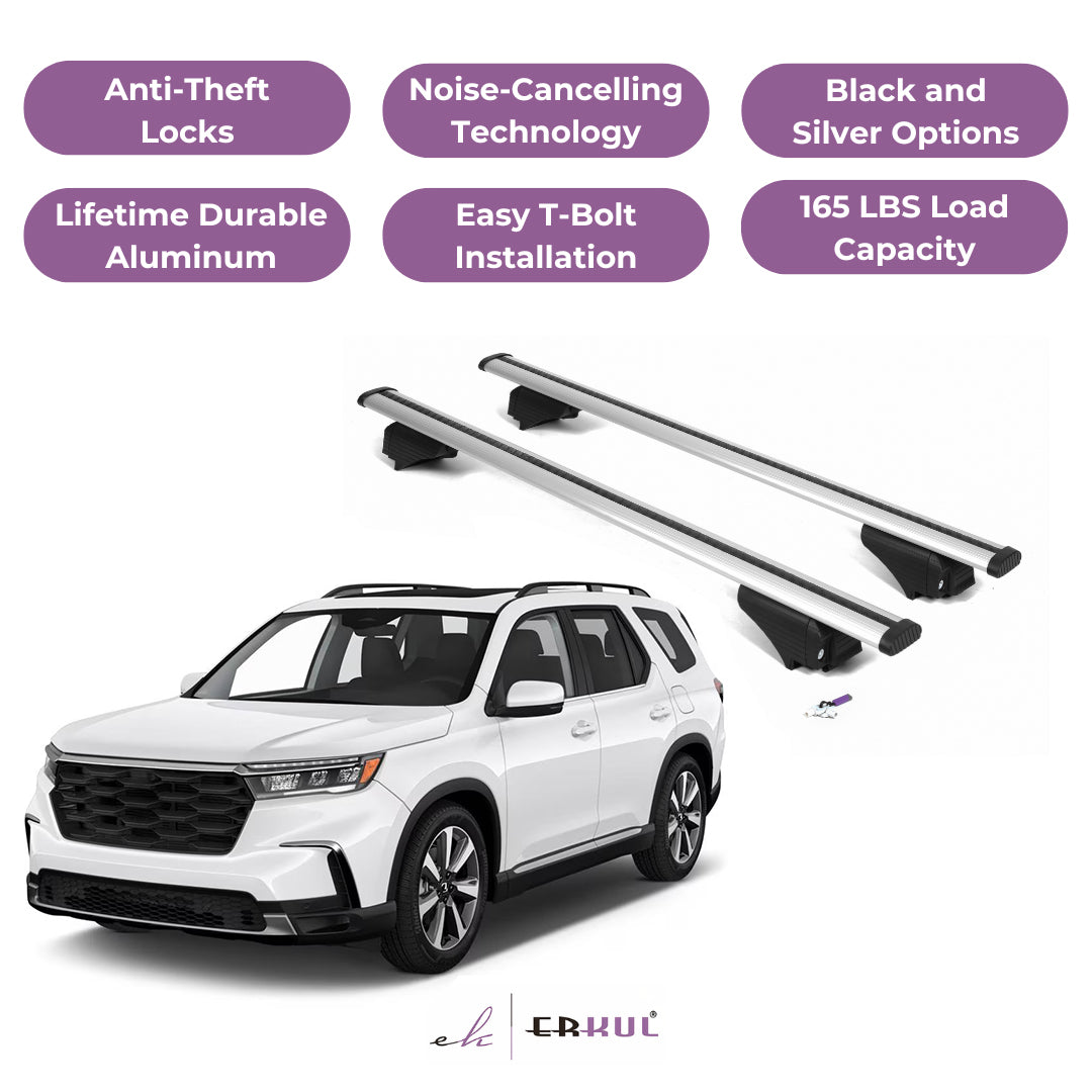 Roof Rack Cross Bars with Extended Bar Design for Honda Pilot 2023-2025  - Silver