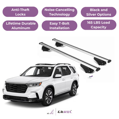 Roof Rack Cross Bars with Extended Bar Design for Honda Pilot 2023-2025  - Silver
