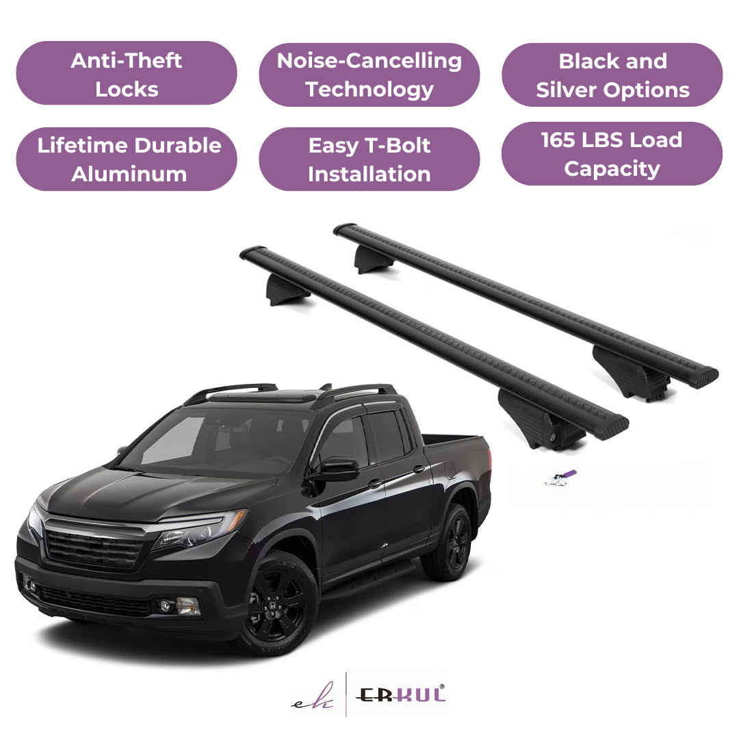 Roof Rack Cross Bars with Extended Bar Design for Honda Ridgeline 2017-2025 -Black