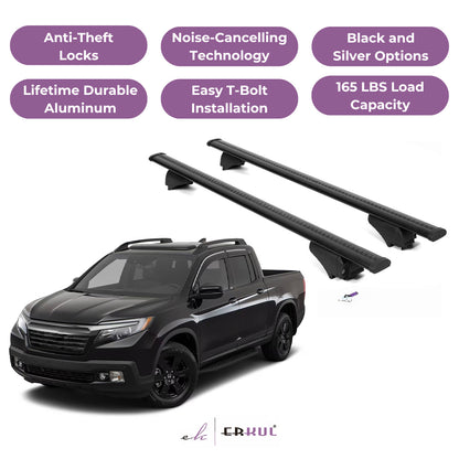 Roof Rack Cross Bars with Extended Bar Design for Honda Ridgeline 2017-2025 -Black