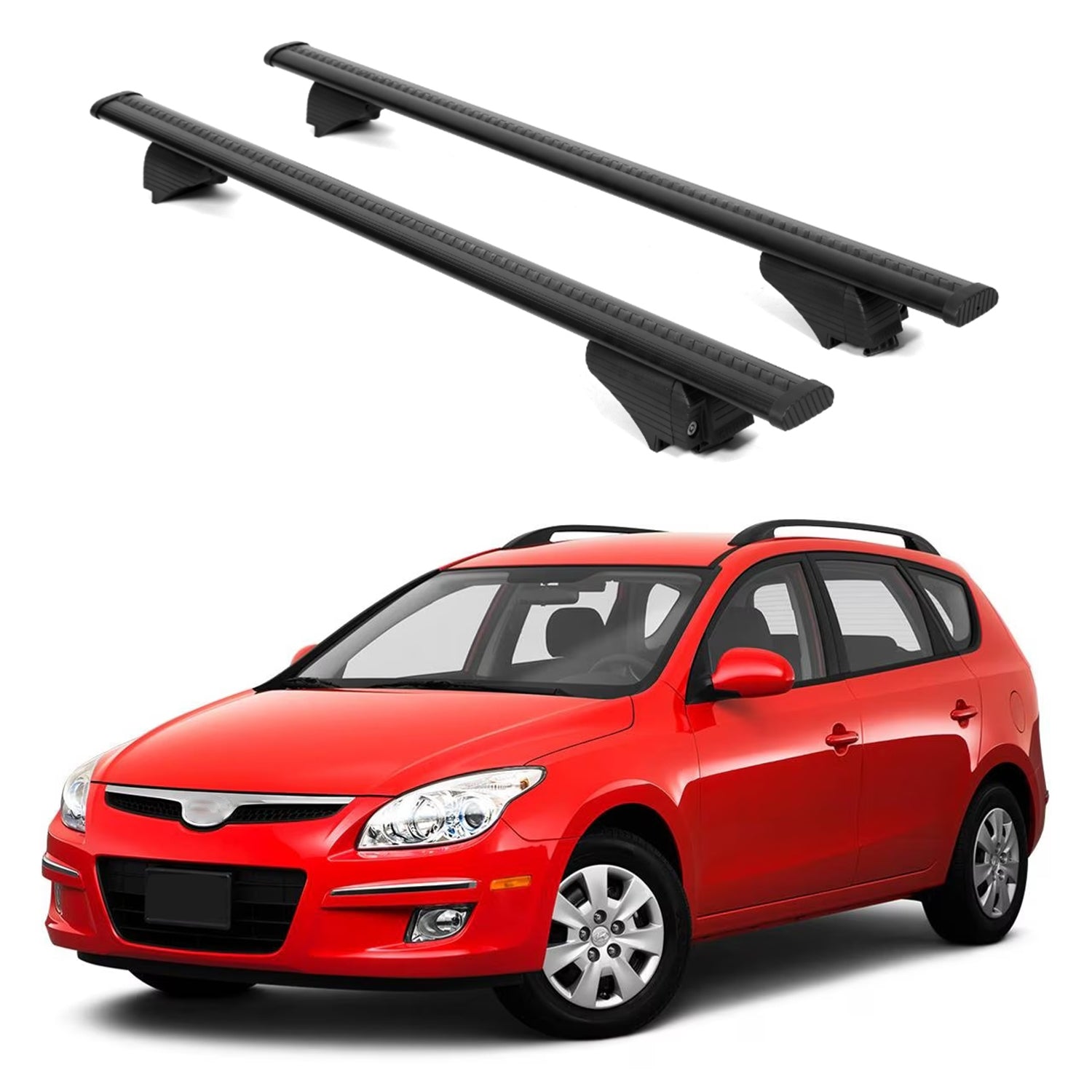 ERKUL Roof Rack Cross Bars for Hyundai Elantra Touring 2009 2012 For Raised Rails  - Black