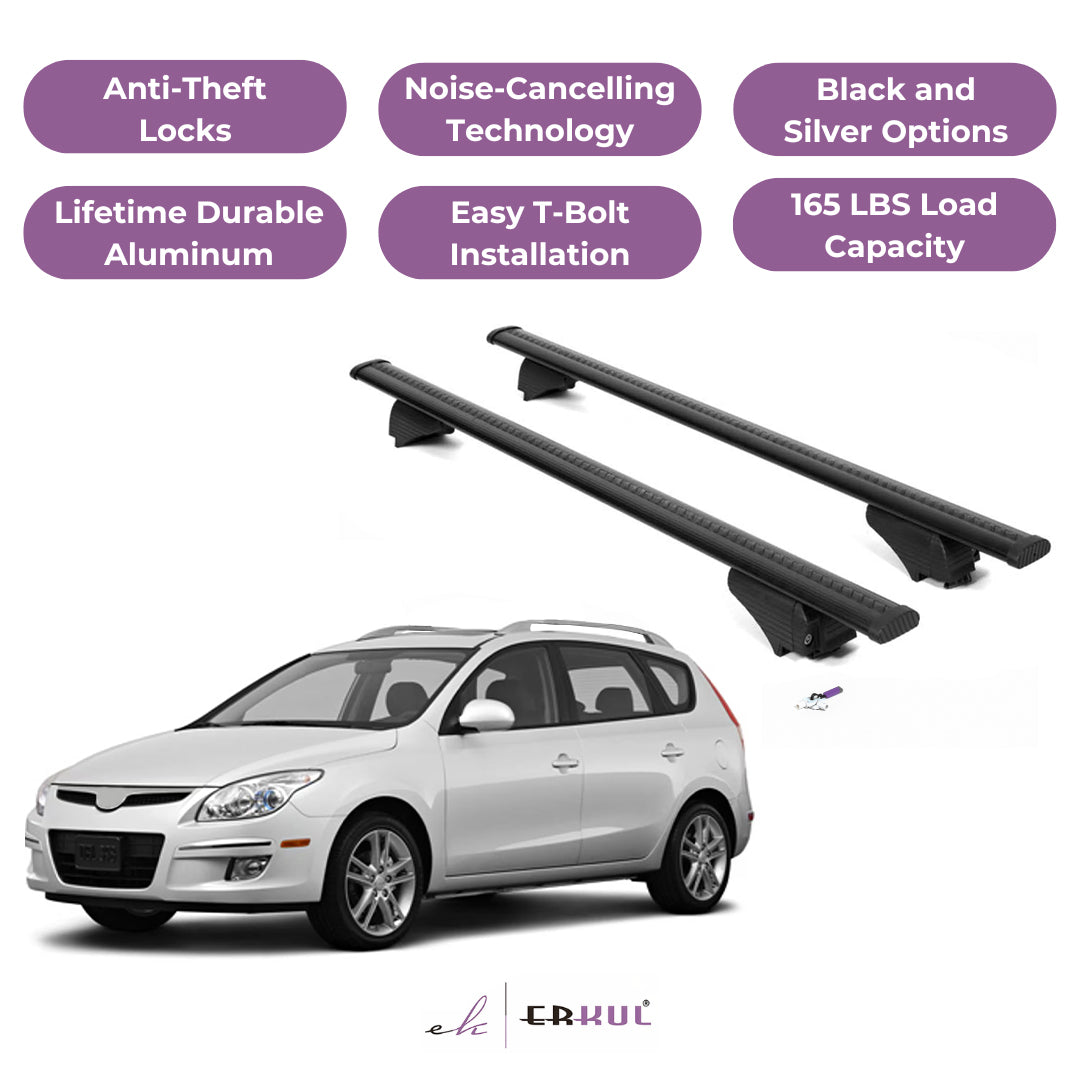 Roof Rack Cross Bars with Extended Bar Design for Hyundai Elantra Touring 2009-2012 - Black