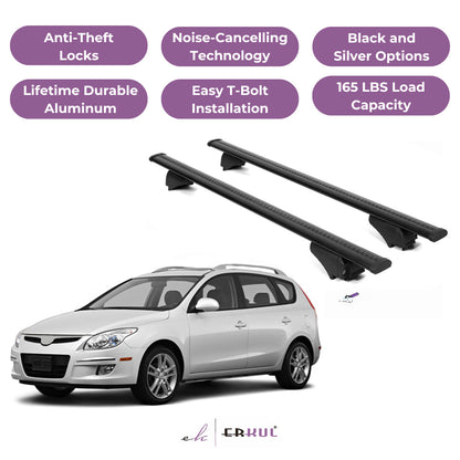 Roof Rack Cross Bars with Extended Bar Design for Hyundai Elantra Touring 2009-2012 - Black