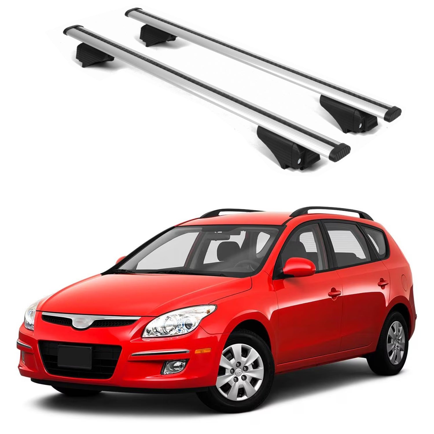 ERKUL Roof Rack Cross Bars for Hyundai Elantra Touring 2009 2012 For Raised Rails  - Silver