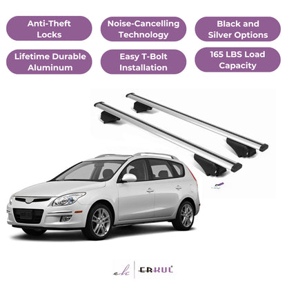 Roof Rack Cross Bars with Extended Bar Design for Hyundai Elantra Touring 2009-2012 - Silver