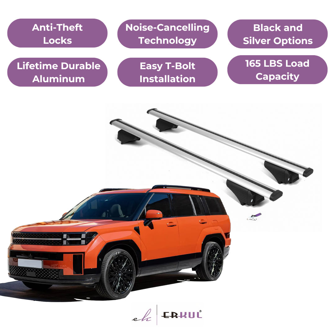 Roof Rack Cross Bars with Extended Bar Design for Hyundai Santa Fe 2024-25  Silver