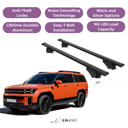 Roof Rack Cross Bars with Extended Bar Design for Hyundai Santa Fe 2024-25  - Black