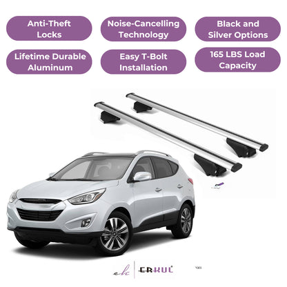 Roof Rack Cross Bars with Extended Bar Design for Hyundai Tucson 2010-2015 -Silver