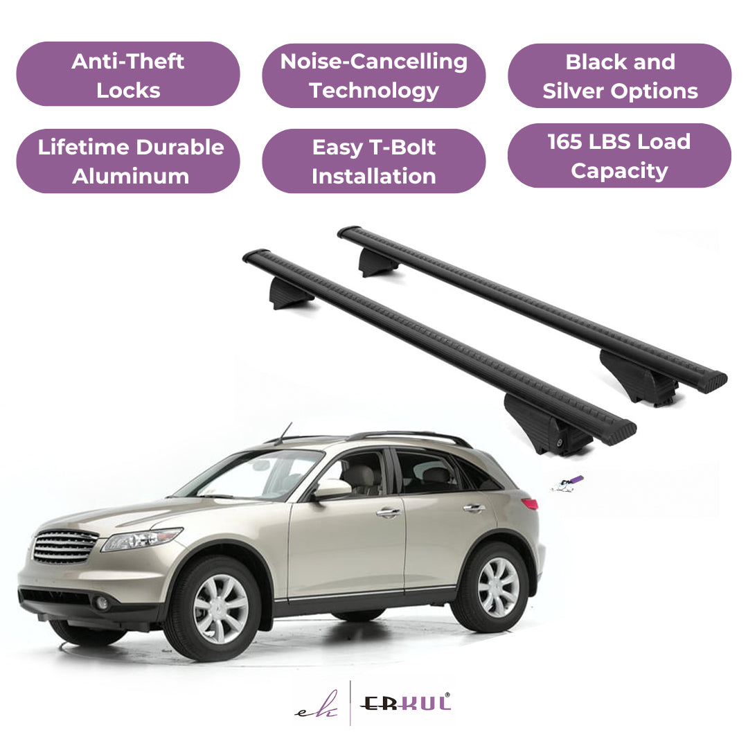 Roof Rack Cross Bars with Extended Bar Design for Infiniti FX35 2003-2013  - Black